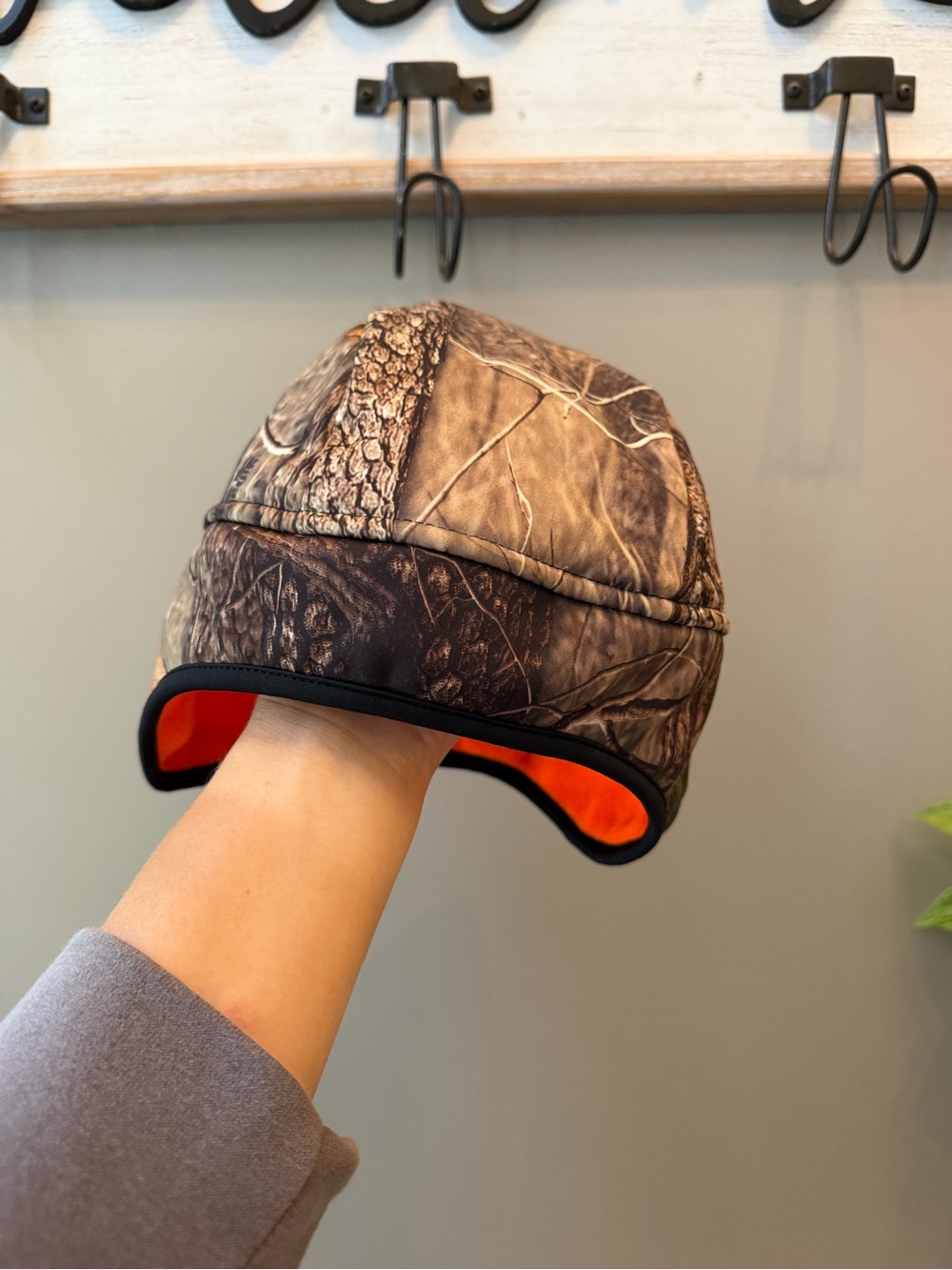 Huntworth Camo Beanie with Orange Lining
